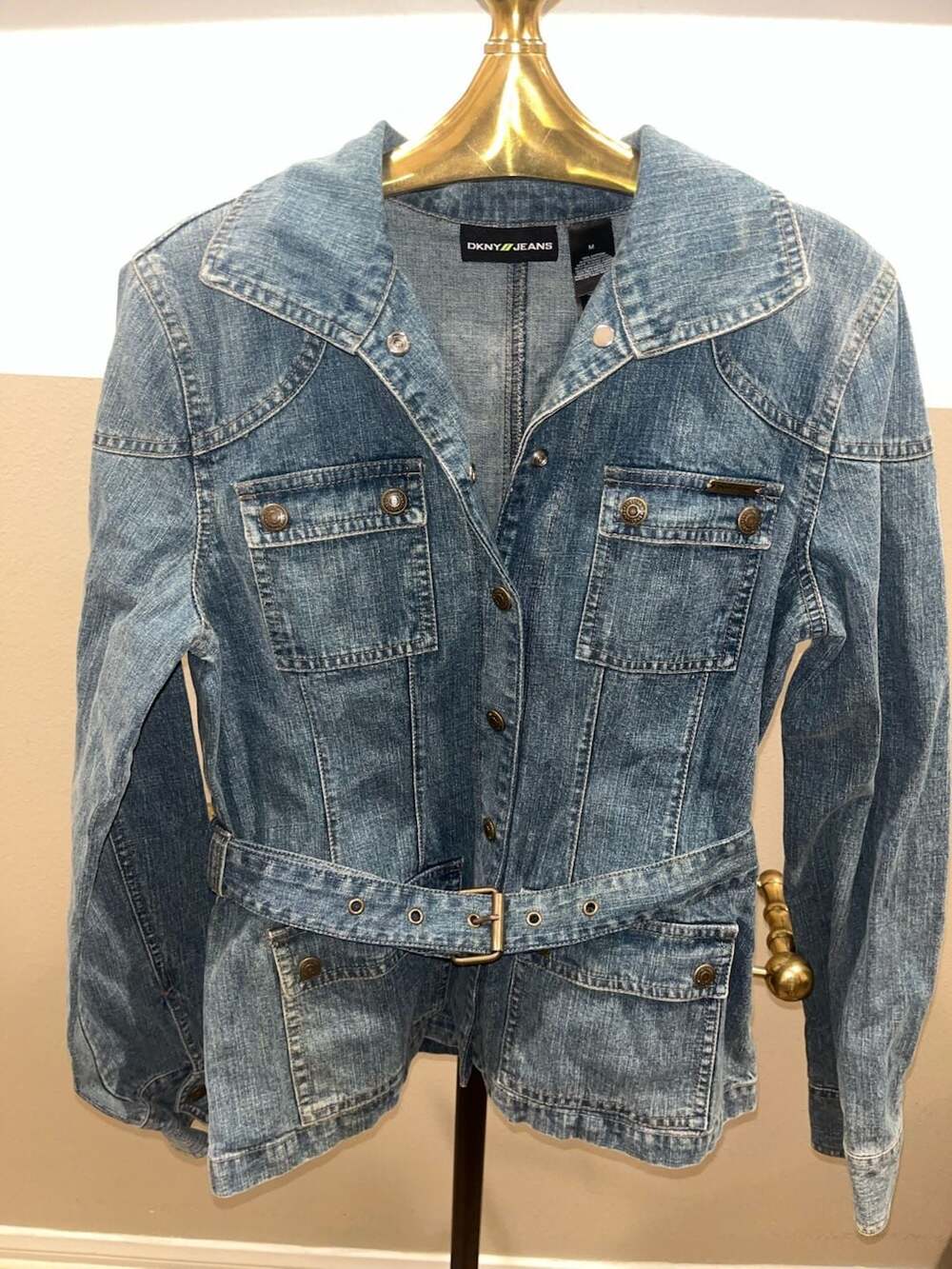 DKNY Jeans Women's Medium Belted Denim Jacket